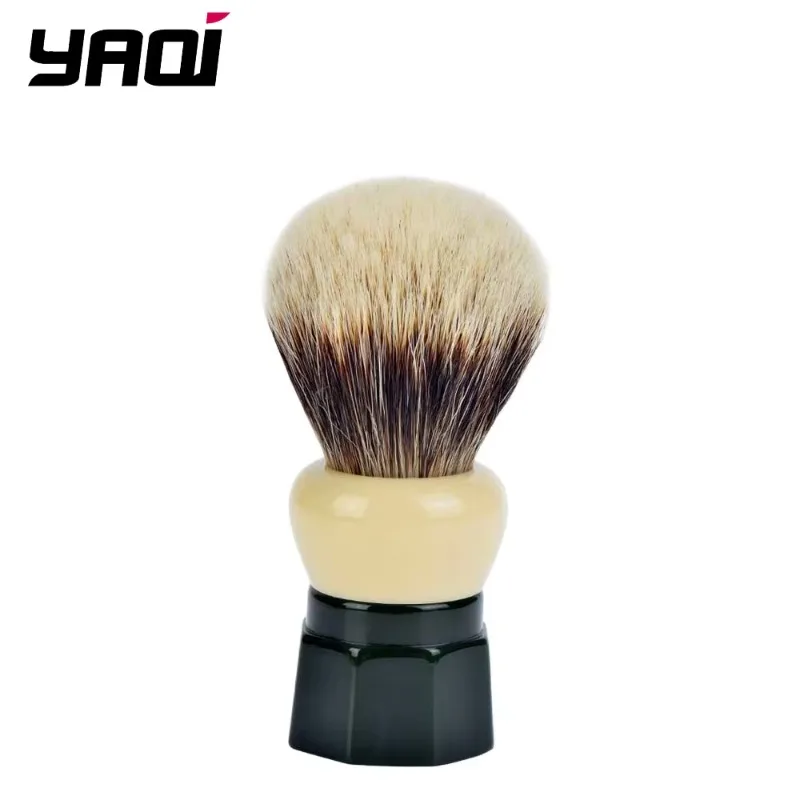 YAQI, 24MM, minimalismo, obsidiana verde, pelo de tejón de dos bandas para hombres, cepillo de afeitar húmedo, herramienta de limpieza facial para hombres maduros, cepillo de afeitar