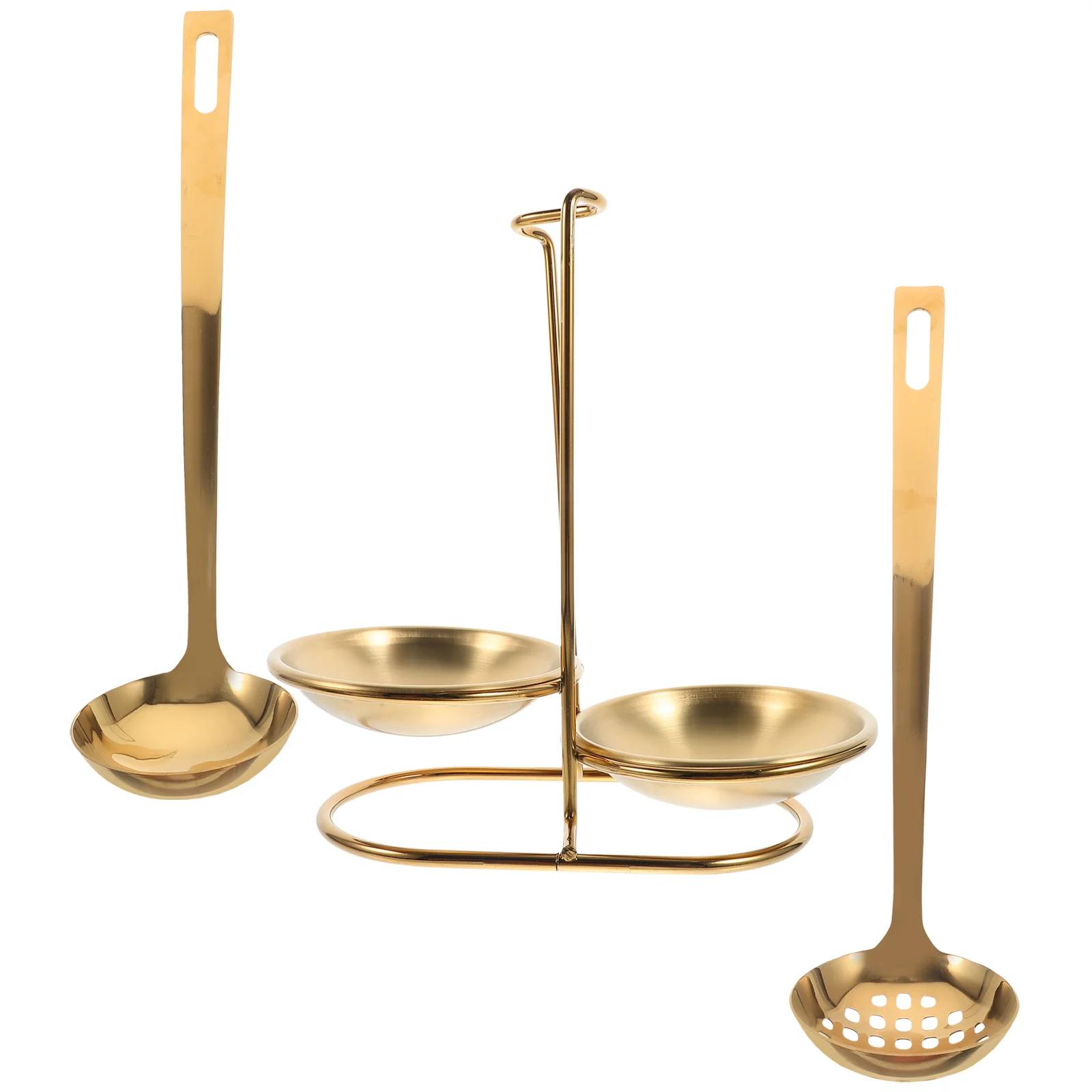 

Stainless Steel Spoon Rest Metal Kitchen Essentials Household Soup Serving Small Colander Strainer Holder Gold Spoons