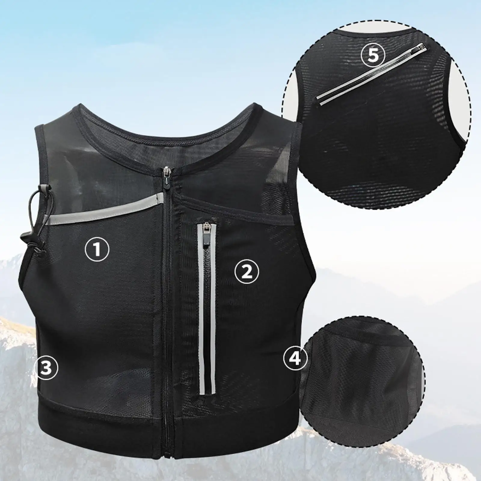 

Running Vest Chest Pack Reflective Night Running Gear Phone Holder for Night Walking Camping Hiking Motorcycling Bicycle Riding