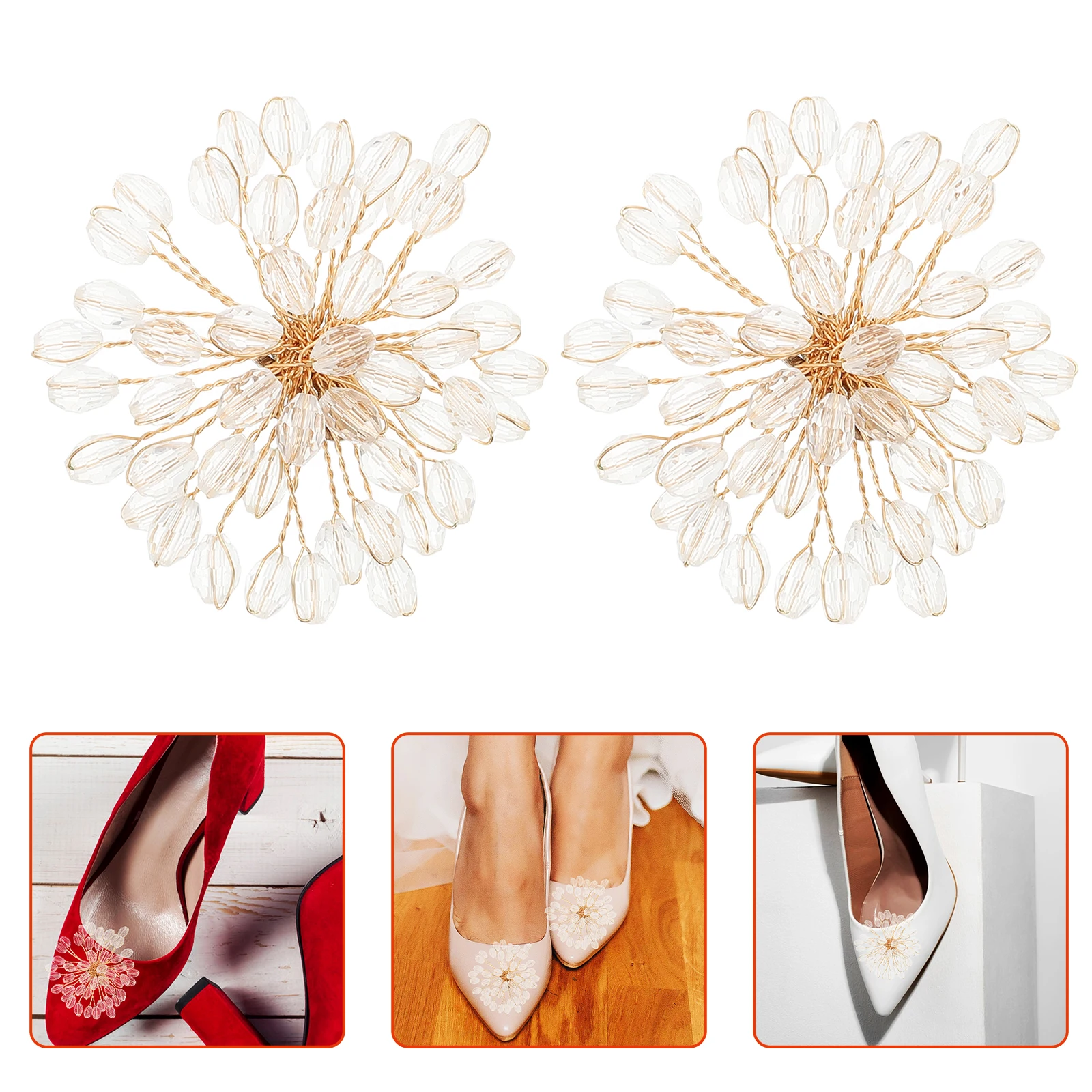 

1 Pair Crystal Flower Wedding Bridal Buckle Decorative Charms Decoration Buckle Removable Flower Clips Elegant Durable Women