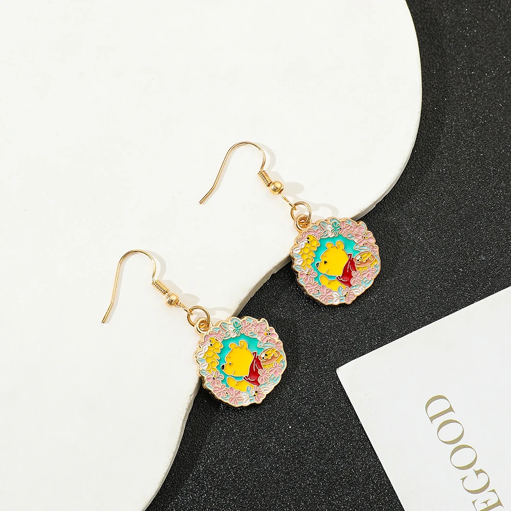 New Disney Cartoon Winnie the Pooh Earrings Youthful Vitality Campus Style Earrings Cute Girl Earrings Good Friend Gift