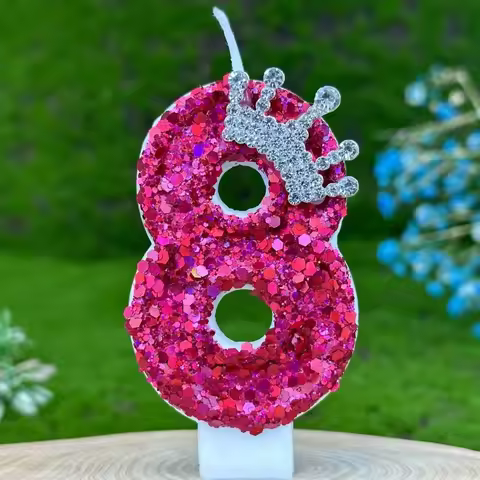 Pink Children's Birthday Number Candles Girl And Holders Surprises Candle Sparkles Cake Decoration Funny Lighting Lamps Candles