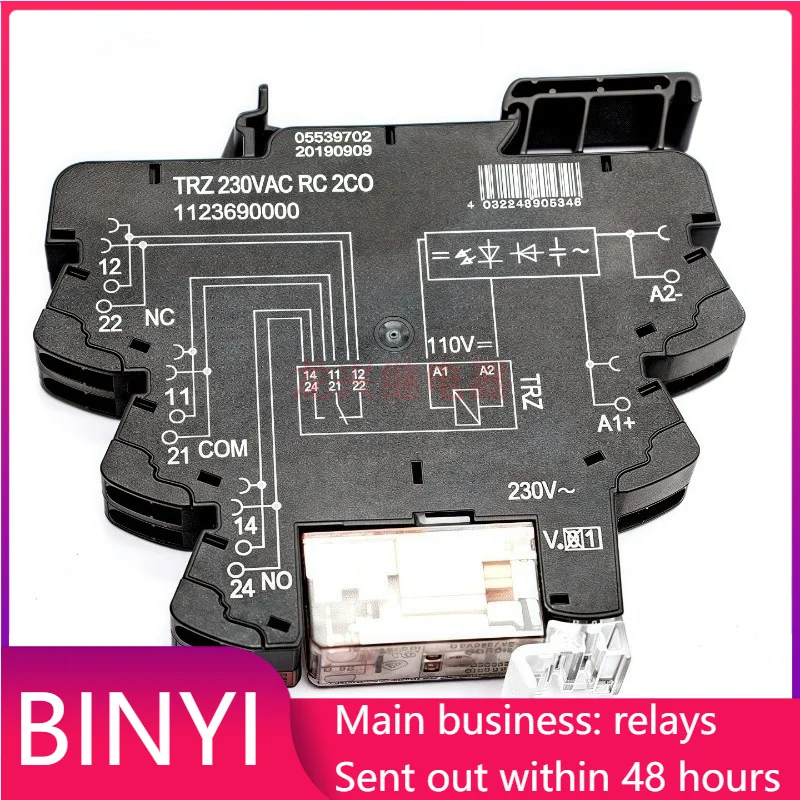 12.8mm Ultra Thin DIN Rail Relay TRZ 230VAC RC 2CO 1123690000 230VAC 8A Two Changeover Contact Weidmuller Electromagnetic Relay