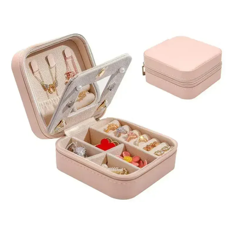 Jewelry Box PVC Jewellery Storage Earring Boxes Packaging  Display Case Organizer for Home Travel Girl Gift