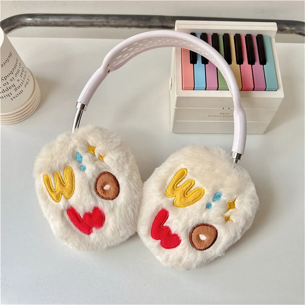 Korean Diy Cute Fluffy Embroidered Plush Case For Apple Airpods Max Case Air pods Max Cover