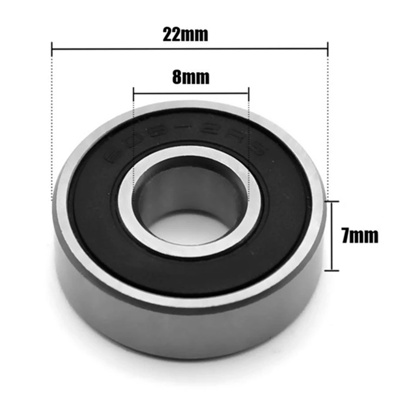 Cuscinetto per skateboard da 100 pezzi 608-RS, cuscinetto rotante Argento Dimensioni: 8X22x7mm Facile installazione Facile da usare