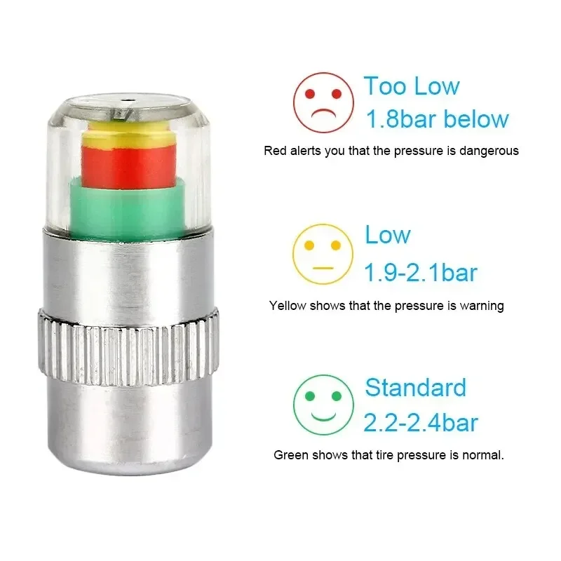 4pcs/lot 3 Color Alert 2.4bar 36PSI Car Tyre Tire Pressure Monitor Valve Stem Cap Sensor Indicator New Car Accessories