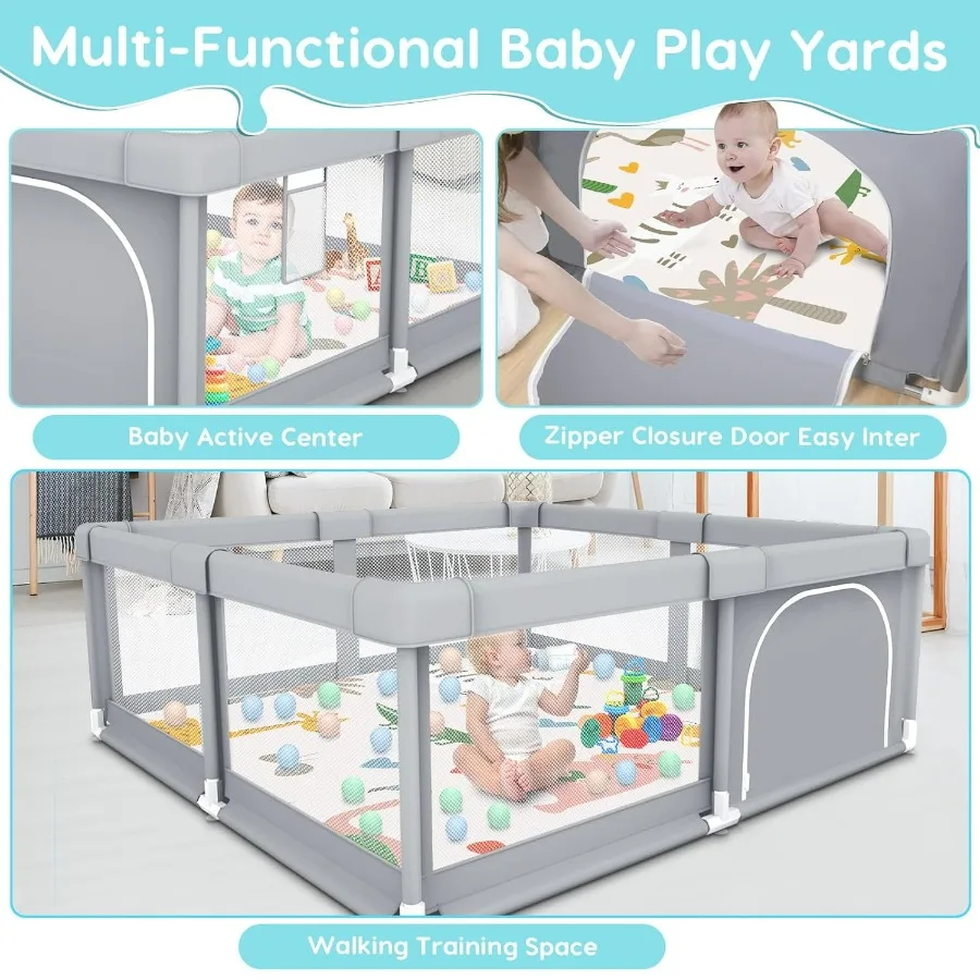 Box per bambini con tappetino Box per neonati e bambini piccoli Penna da gioco BabyFence per interni ed esterni Robusto cortile da gioco di sicurezza con