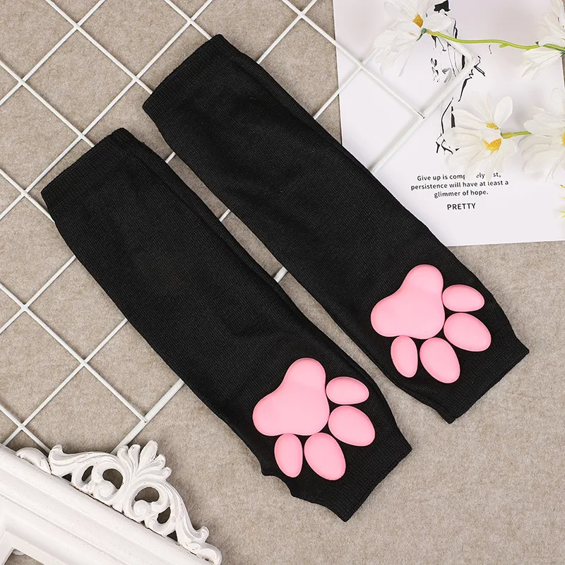 3D Silicone Cat Paw Gloves Socks Stockings Cute Kitten Fingerless Mittens UV Sun Protection Gloves Women Girls Lolita Cosplay