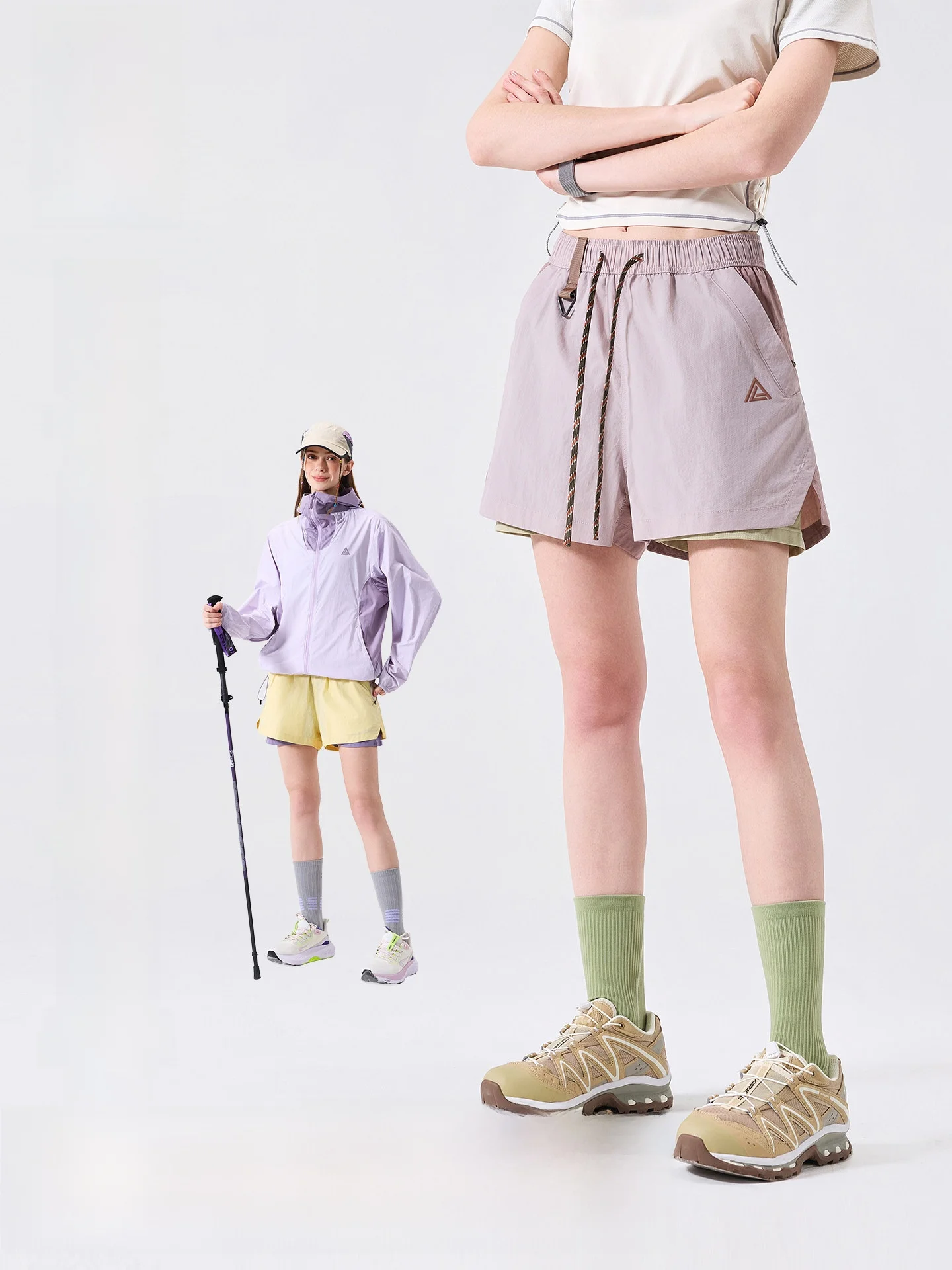 LAZY DAY Outdoor Water-Resistant Splice Lightweight Anti-Static Ladies Summer Sports Shorts Casual Loose Fit Nylon Fabric
