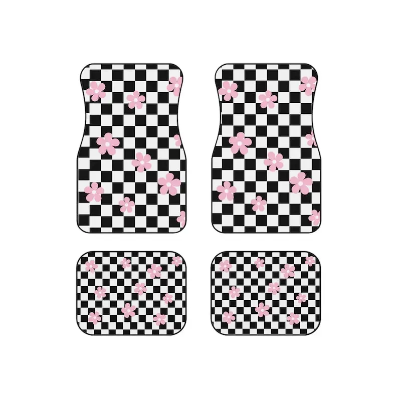 

Checkeredboard Pink Daisy Cute Car Floor Mats (Set of 4)