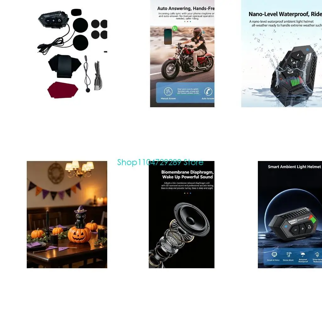 D8KE Quick Install Helmet Headset with Bluetooth-Compatible 5.3 and Call Support
