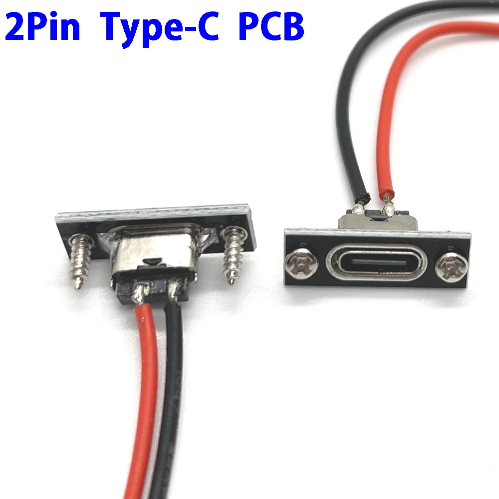 

1pcs Type-C 2Pin Converter Adapter PCB female connector Breakout Board charging cable soldering USB-C With screws board Socket