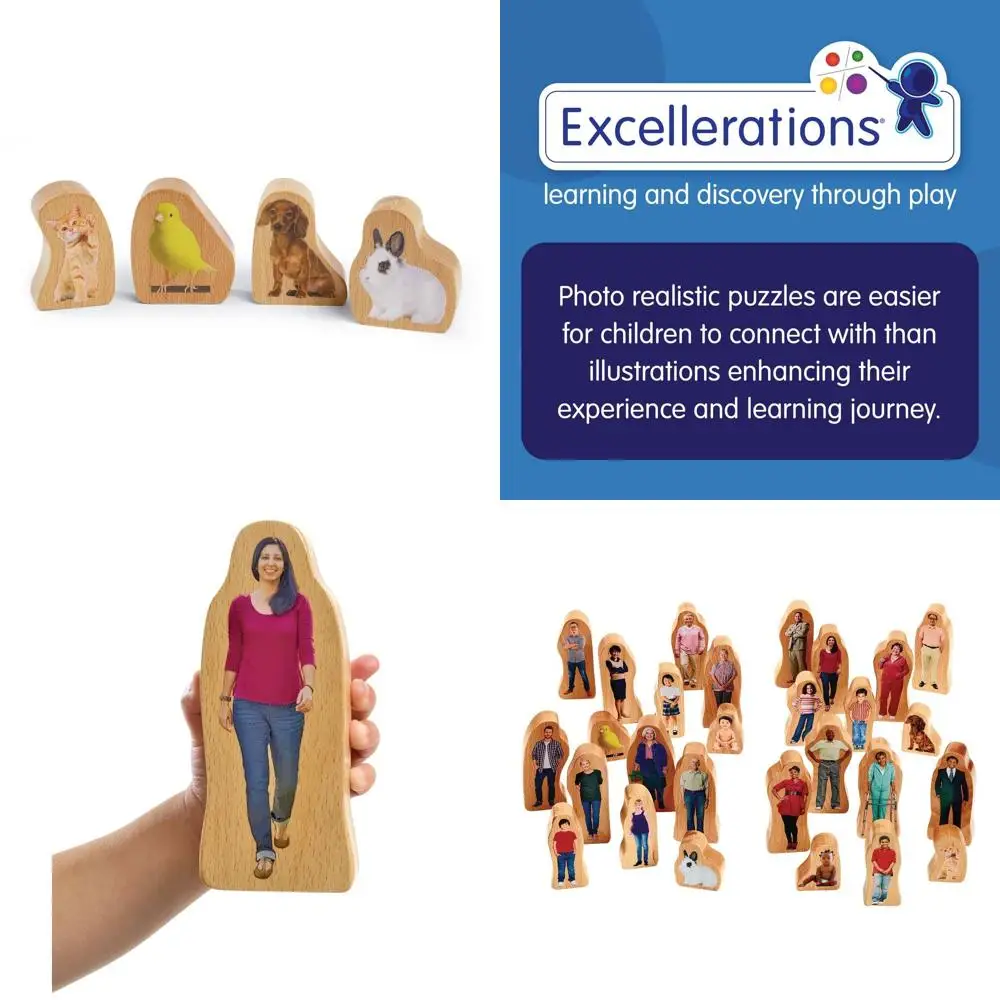 Multikulturelle Holzblockfamilien, 28-teiliges Set, Vorschulspielzeug für soziales emotionales Lernen, ab 2 Jahren