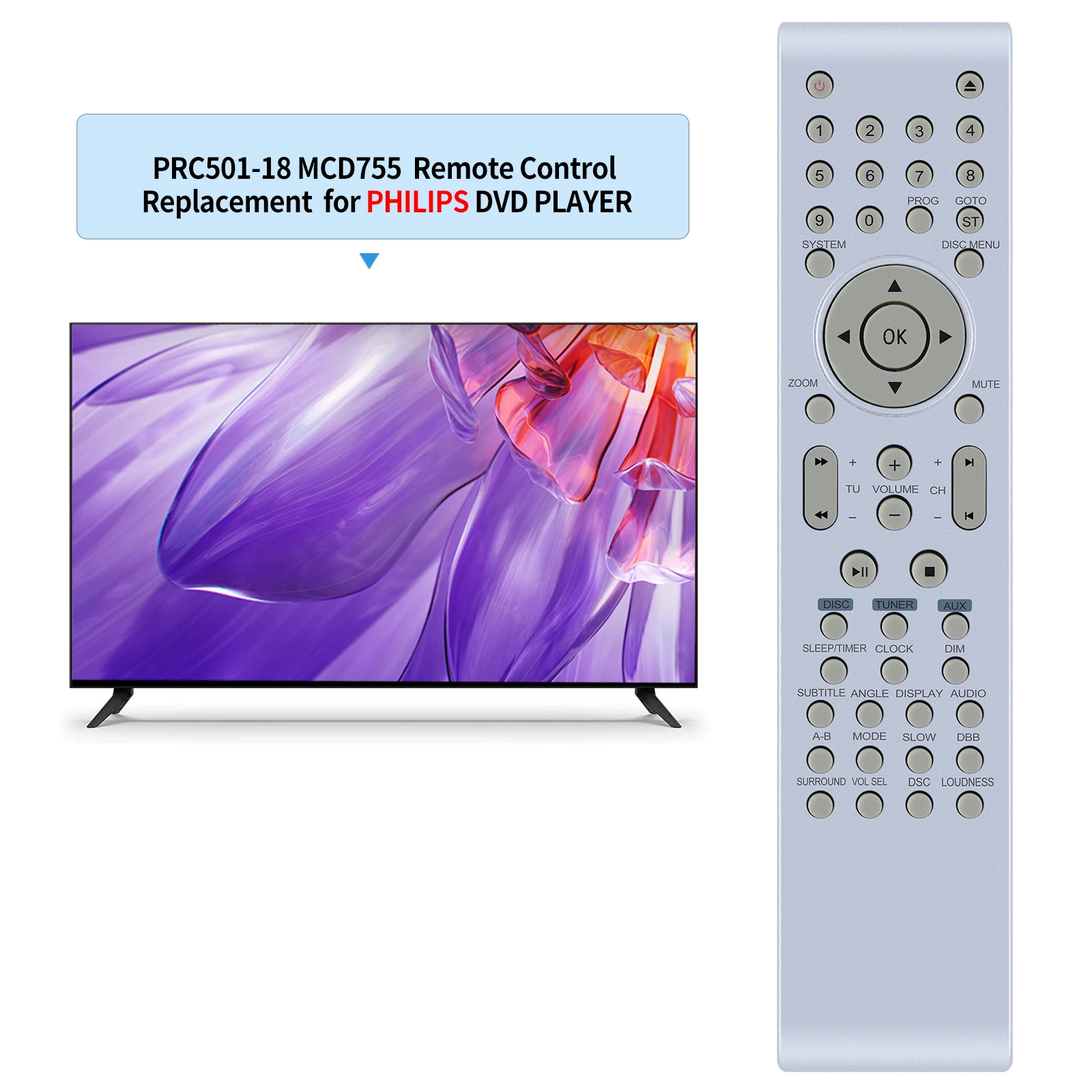 New Remote Control PRC502-02 PRC501-18 FOR Philips MCD708 MCD700 MCD702 MCD703 Mcd755 MCD305 MCD300 home theater