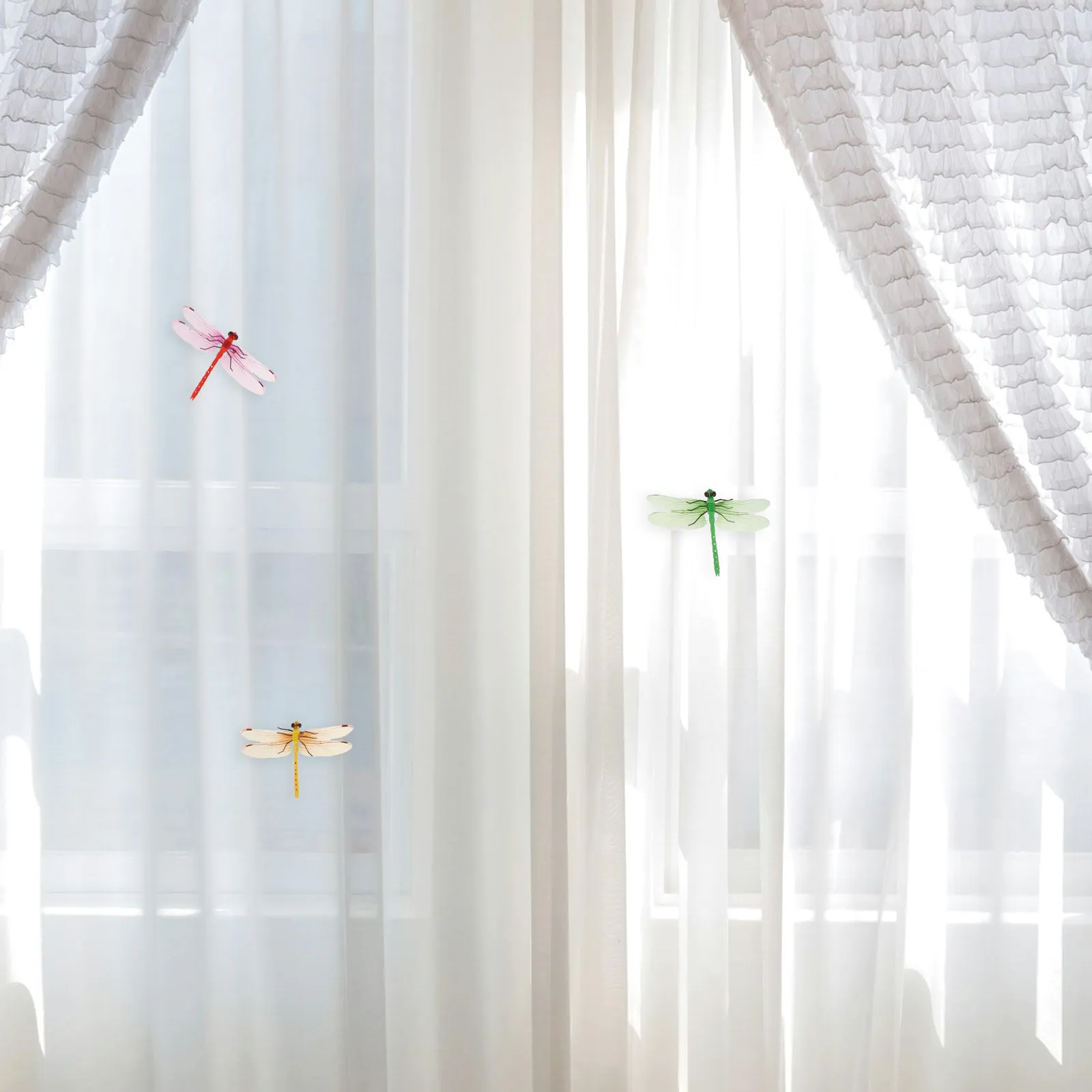 20Pcs Realistic Dragonfly Curtain Props Creative Decorative Dragonflies Removable Small Curtain Decors DIY Home Decor