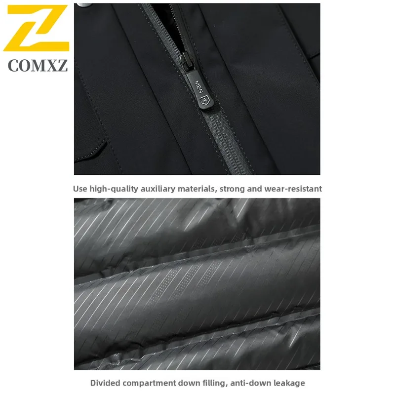 COMXZ Men Down Jacket Casual Hooded Outdoor Office Anti-Cold Coat Fashion Daily Style Lightweight Comfortable Autumn Winter Wear