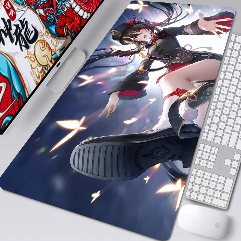 Genshin Impact Hu Tao Game Anime Mousepad Mouse Mat Desk Mat With Pad Gaming Accessories Prime Gaming XXL Keyboard Pad Stitch Pa