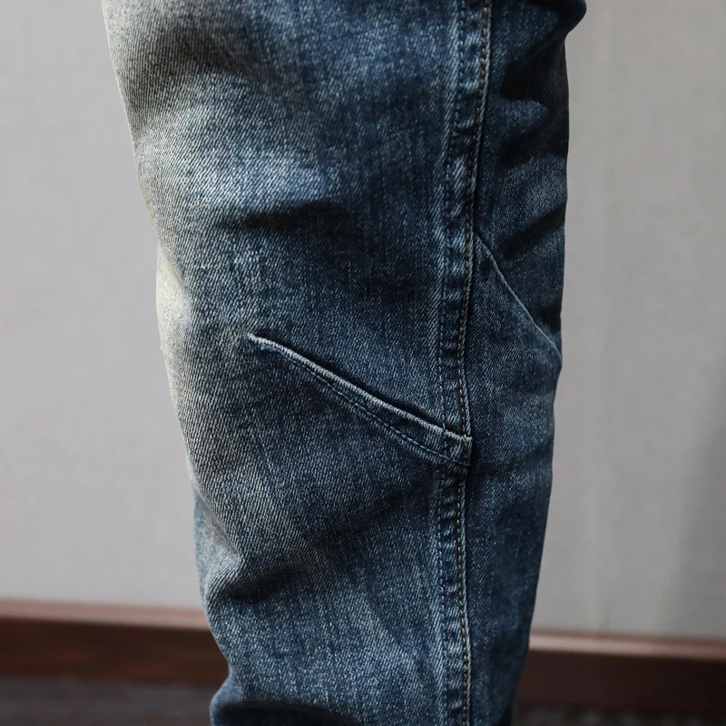 Fashion Designer Men Jeans High Quality Retro Blue Stretch Slim Fit Ripped Jeans Men Trousers Vintage Casual Denim Pants Hombre