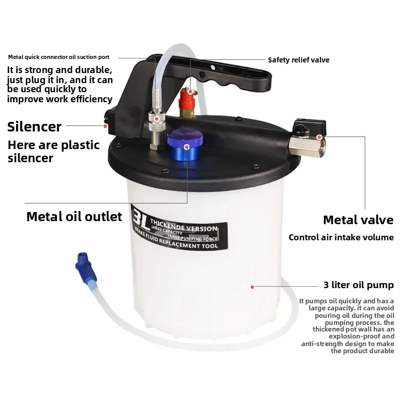 

Stable 3-liter Thickened Brake Fluid Replacement Machine Pneumatic Brake Fluid Replacement Pumping Unit Filler Auto Maintenance