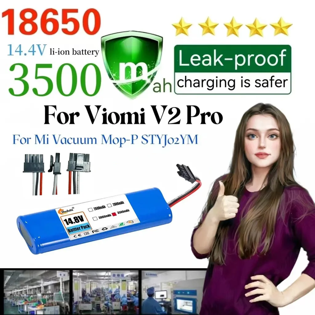 100% New Original 14.8V 18650 Lithium Battery for VIOMI V2 Pro,VRVCLMB21B ,Xiaomi STYJ02YM Replace Battery Accessories