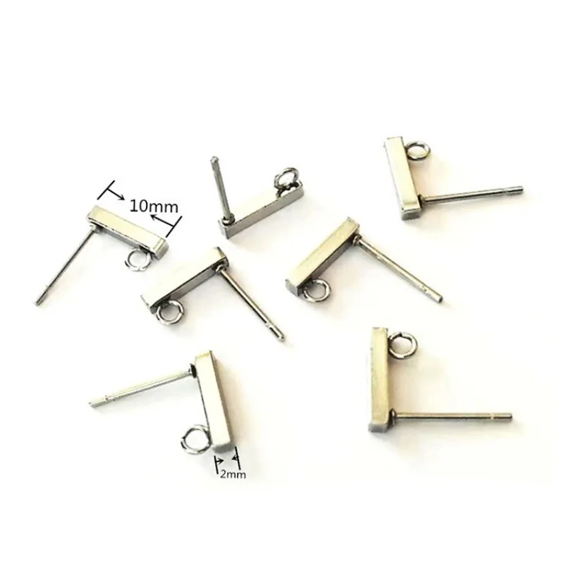 Stainless steel one-line ring earrings Square rod welding pin band DIY jewelry accessories