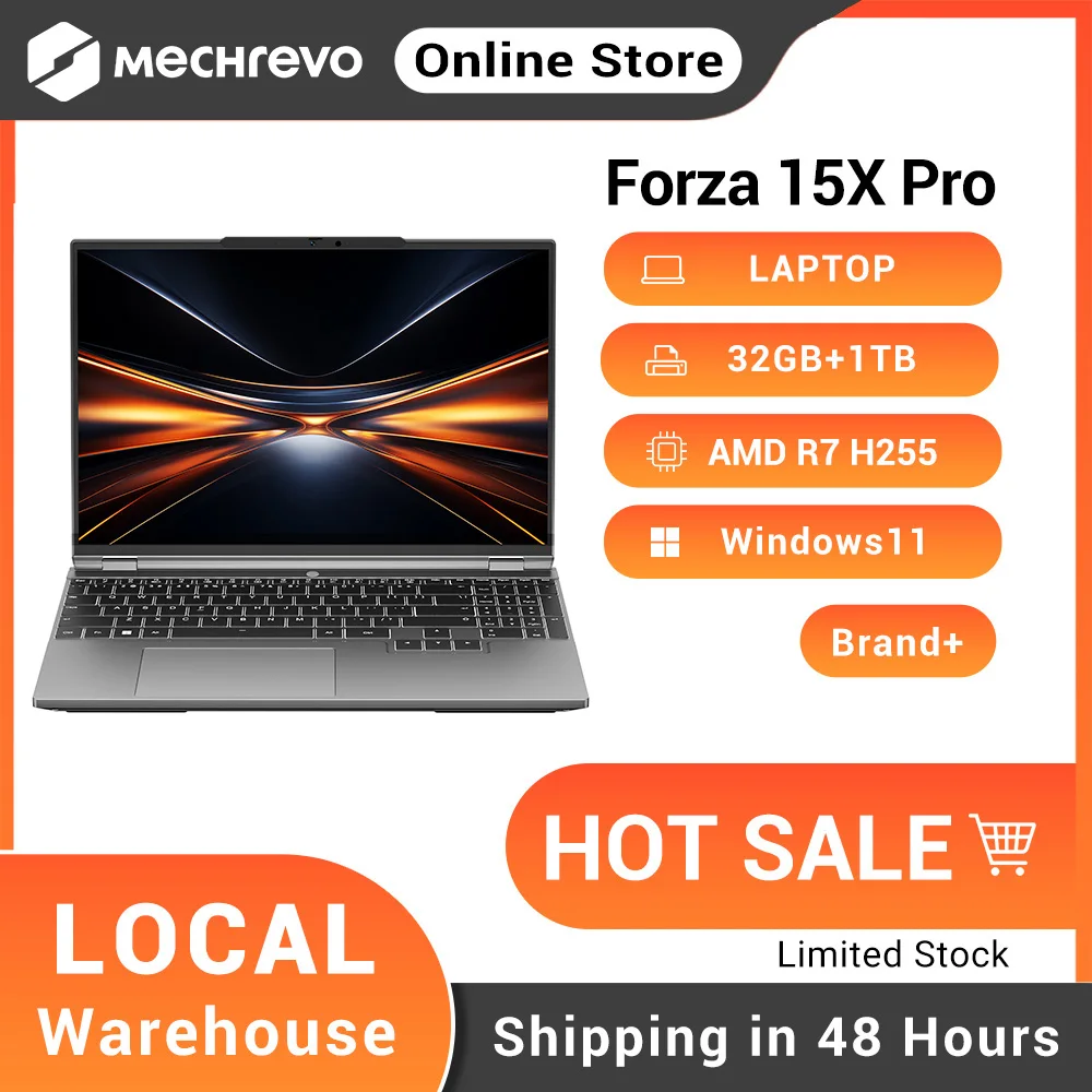 MECHREVO Forza 15X Pro 15.3" Laptop AMD Ryzen 7 H 255 DDR5 32GB RAM PCIe4 1TB SSD WiFi6 BT5.2 USB4 2.5K 120Hz Windows11 Computer