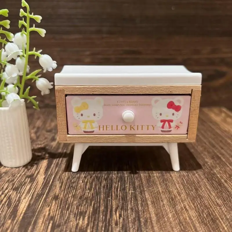 Casa de bonecas em miniatura quarto rosa kt mesa de cabeceira gaveta armário móveis decoração acessórios brinquedos
