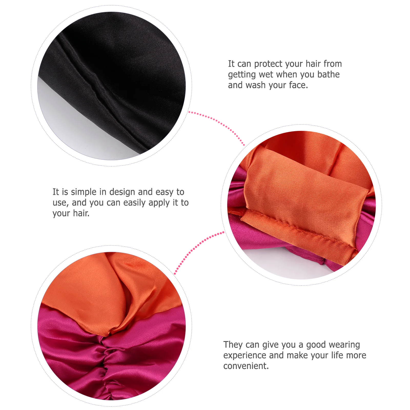 

2 pcs Satin Hair Caps For Women Wide Elastic Sleeping Bonnet Night Hat Hair Care Cap Lightweight Stain Resistant Polyester Home
