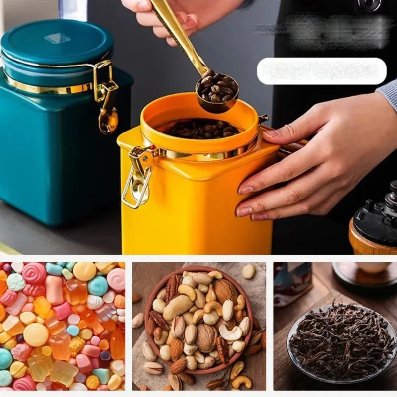 1.1L Storage Bottle Coffee Powder Sugar Container Airtight Can Holder Canister with Valve Household Food Storage Container