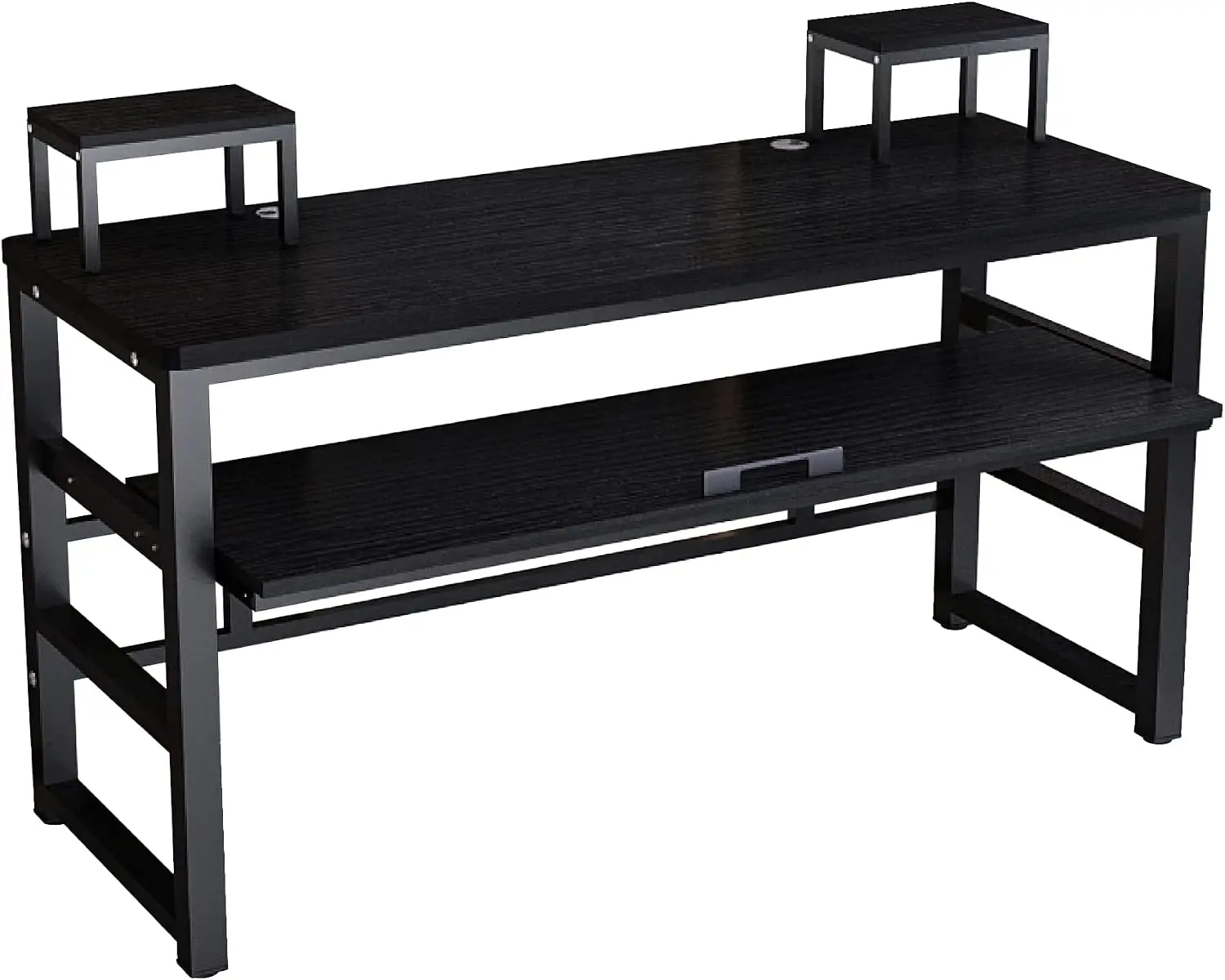 Music Studio Recording Desk with 1 Piano Keyboard Tray, Music Production Workstation, Home Office Furniture Wooden Table