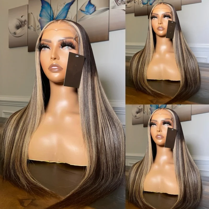 الاصطناعية الدانتيل الجبهة الباروكات تسليط الضوء على شعر مستعار أشقر بني أشقر أسود للنساء طويل مستقيم الدانتيل شعر مستعار الاصطناعية مقاومة للحرارة