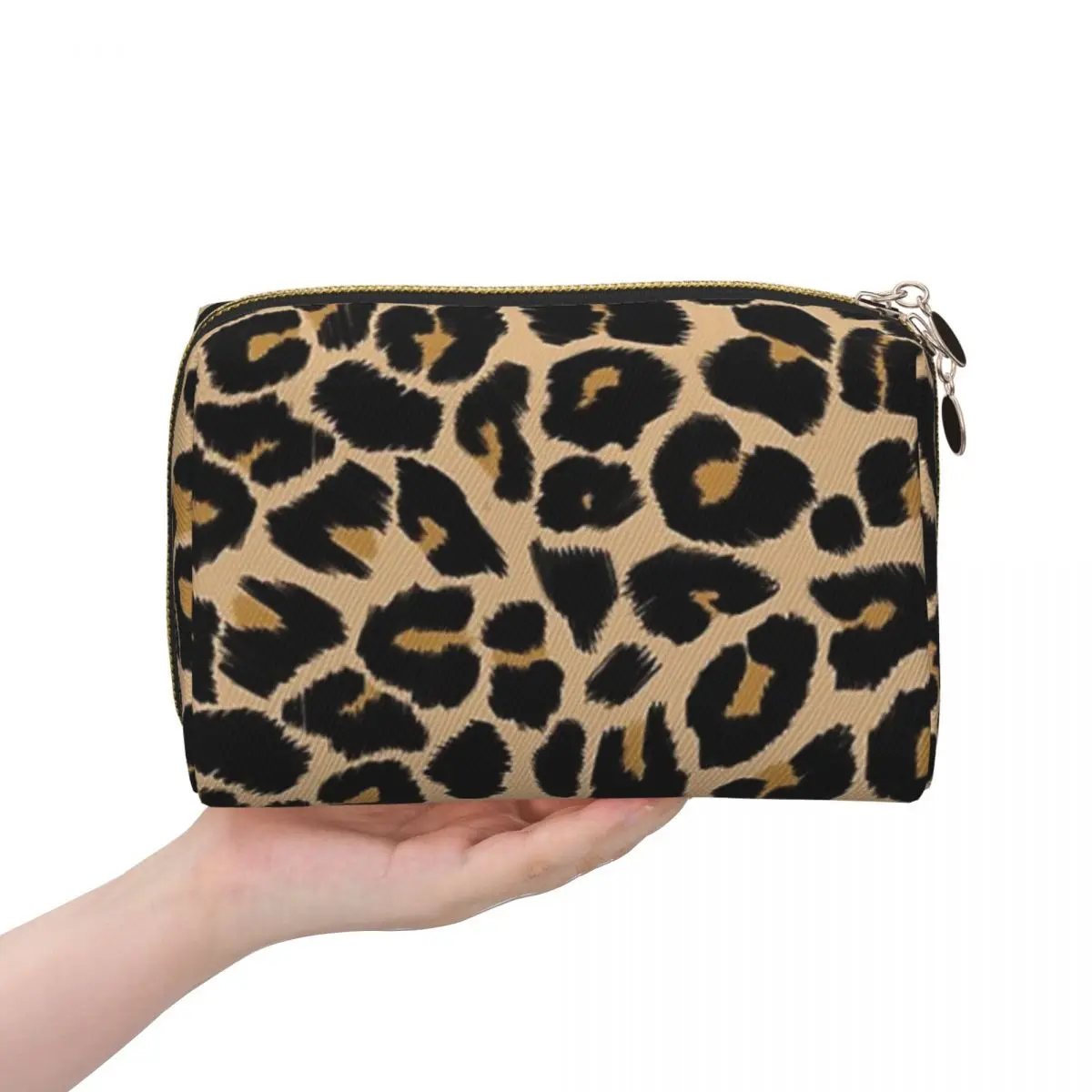 Leopard Print Traditional Colours Women Cosmetic Bag Travel Makeup Organizer Pouch Toiletry Storage Dopp Kit Box