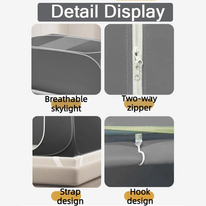 2026 New Grey /Blue Single Door New Mosquito Net,for Double Bed Foldable Mesh Canopy Breathable Square Top, Klamboe 모기장 Klamboe view 3