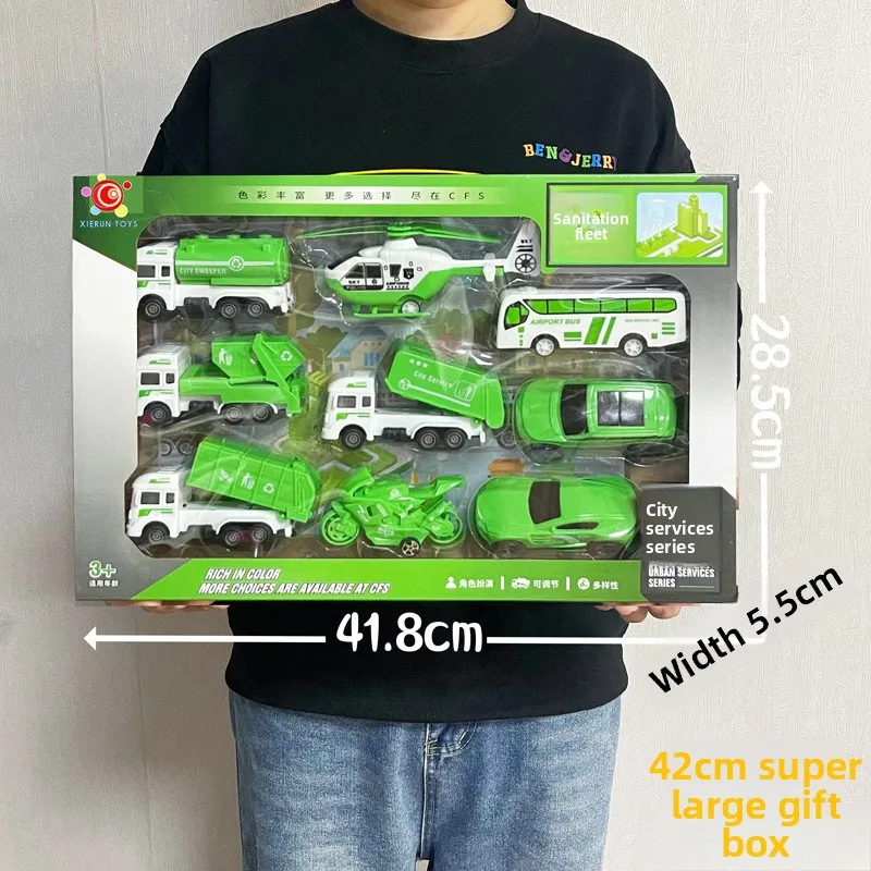 1:72 Children's Garbage Truck Sanitation Truck Construction Truck Self-loading and Self-unloading Trash Can Children's Toys