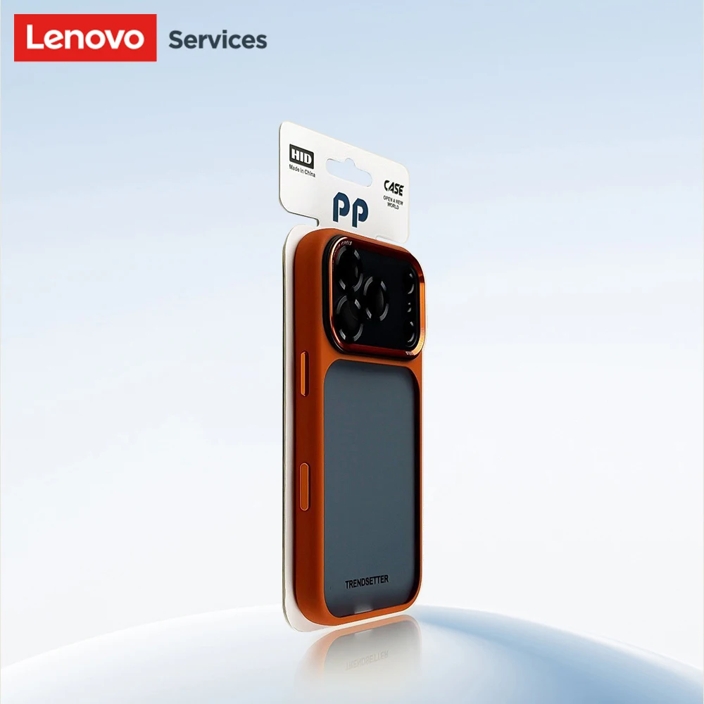 Lenovo Luxury Orange Shield Matte Transparent Phone Case For iPhone 16 17 Pro Max New Metal Buttons Skin Feel Shockproof Cover