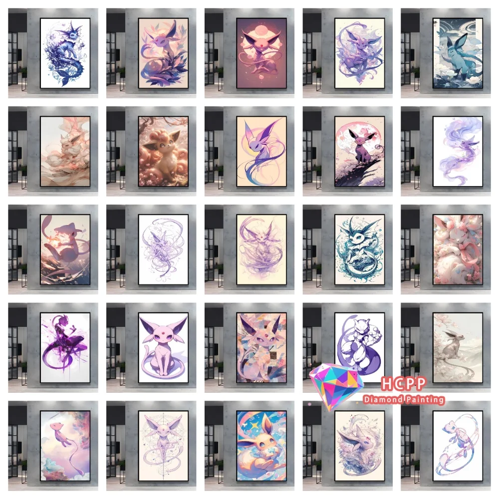 

Cute Cartoon Pikachu Eevee Diamond Drawing Kit Square Round Diamond 5D DIY Mosaic Handmade Art Adult Exquisite Gift Home Decor