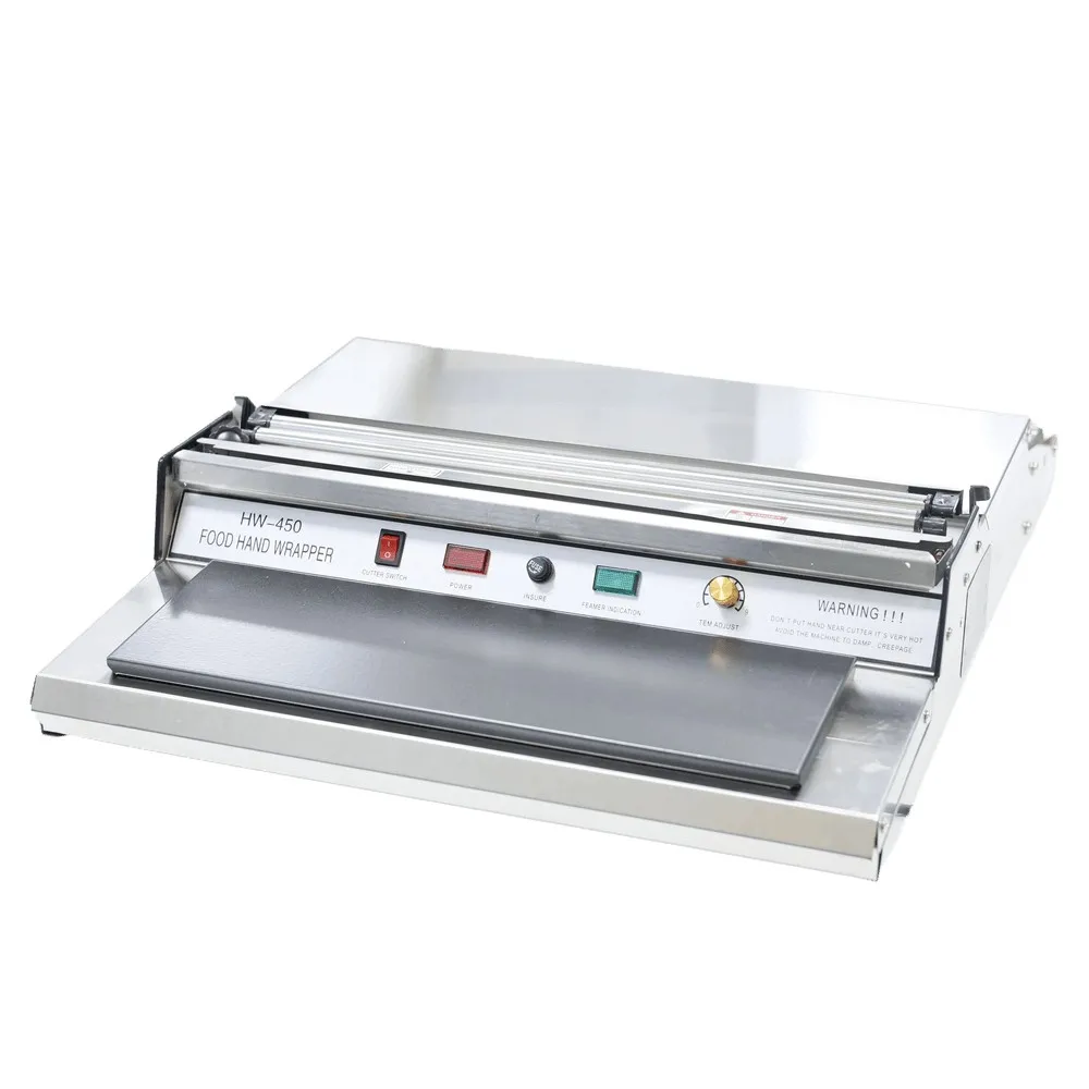 HW-450 سوبر ماركت متجر الفاكهة التعبئة والتغليف والحفاظ على فيلم ختم آلة قطع الحفاظ على آلة تغليف الفيلم