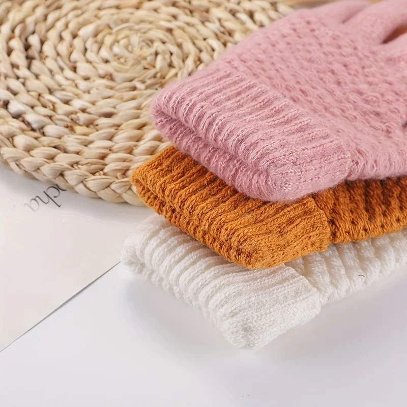 플러시 보온 안감이 있는 여성용 극한 추위 겨울 장갑, 터치스크린 호환 핑거리스 디자인, 운전용 탄력 있는 손목밴드