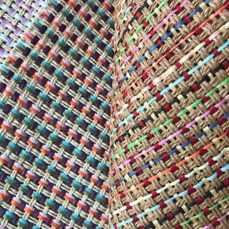 Bohemian Craft paper PP grass straw designer fabric woven cloth Colored fabric for Shoes, hats,bag