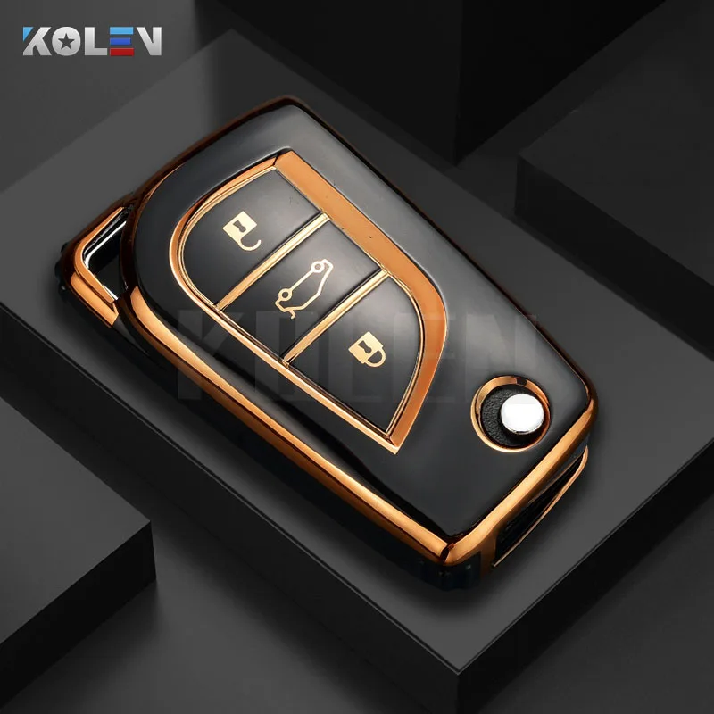 Fashion TPU Car Flip Key Case Cover Shell Fob For Toyota Hilux Yaris RAV4 Corolla Avensis Aygo Verso Scion TC Auris Accessories