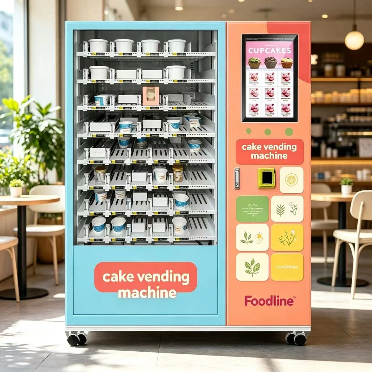 FL Commercial Cake Vending Machine With 8 Shelves Automatic Mini Cakes Dispenser Self-Service Fresh Pastry Supplier