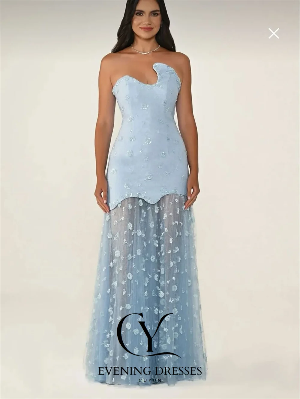 CUYUN 2025 高級レディースイブニングドレス 花柄レース カスタムメイド Aライン ストレスレス プロム パーティガウン 特別な機会に