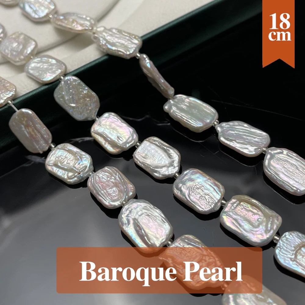 18CM Natural Freshwater Baroque Pearl Beads Rectangle Pearl Loose Spacer Beaded for Making DIY Jewerly Necklace Bracelet 12x16mm