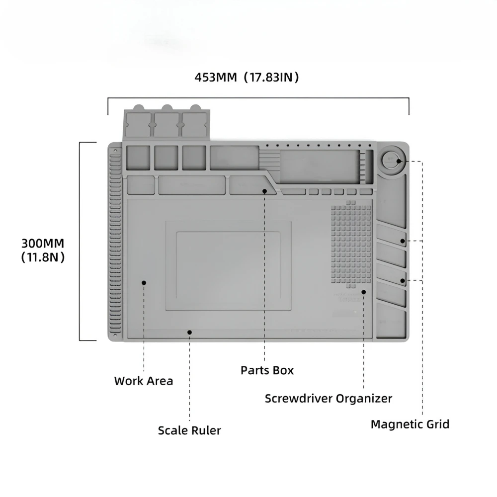

Silicone Soldering Pad Desk Platform Mat for Welding Station Iron Phone PC Repair Magnetic Heat Insulation No Lead S-160