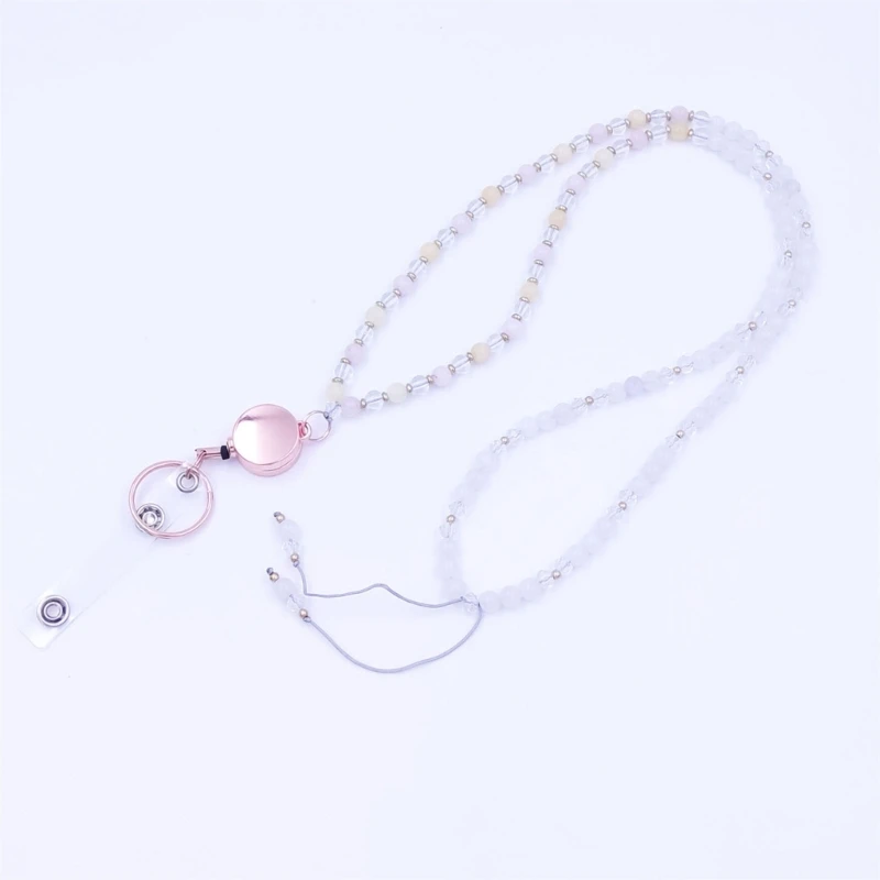 QX2B เชือกเส้นเล็กลูกปัดพร้อมที่ใส่บัตร ผู้ถือป้ายครู Lanyards Key Lanyard