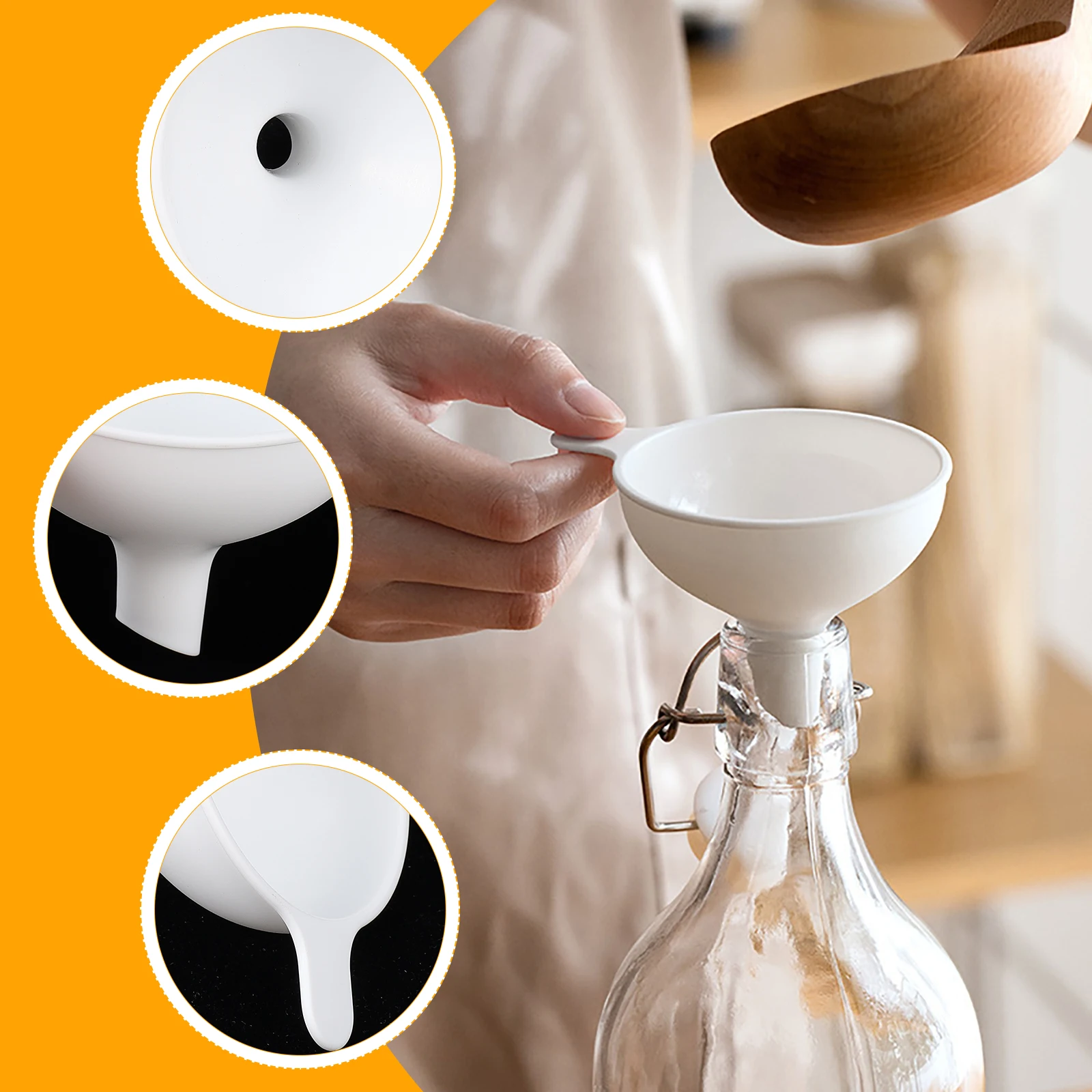 

4pcs Separating Funnel Kitchen Funnels Tools Oil Dispensing PP Food Grade Easy Clean Bottles Containers Dry Liquid