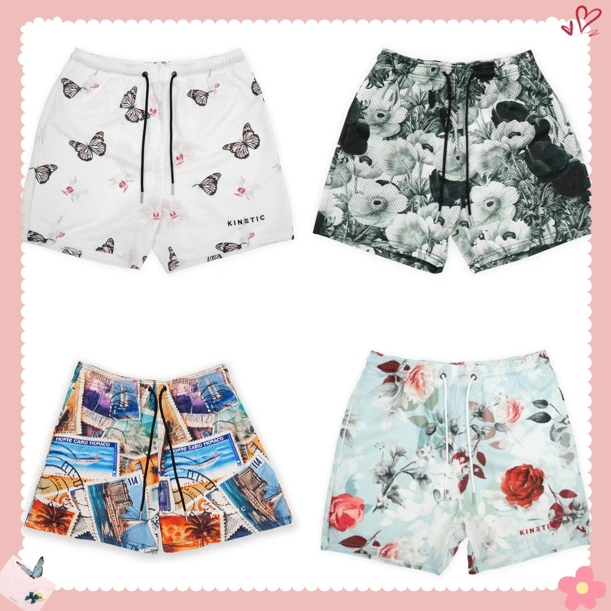 

2025 Summer New Mesh Breathable Men's Shorts GYM Basketball Quick-drying and Downhill Shorts Flame Motorcycle Shorts Men