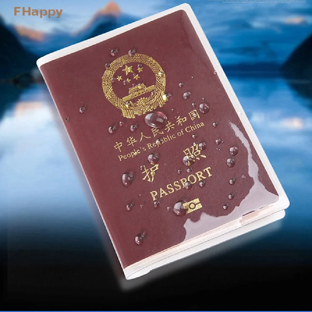 Porte-passeport de voyage étanche, couverture portefeuille Transparent en PVC, porte-cartes d'identité, porte-cartes de crédit d'affaires, pochette