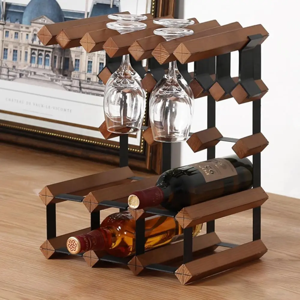 

Натуральная деревянная подставка для вина A-образной формы на 6-15 бутылок с держателем для бокалов для кухни, столовой и бара